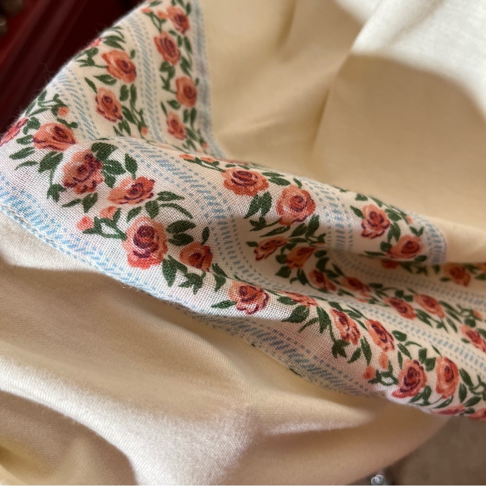 Vintage 1970 Bohemian Prairie Yves Jennet Cream Rose floral Cottagecore Dress M - Picture 4 of 17
